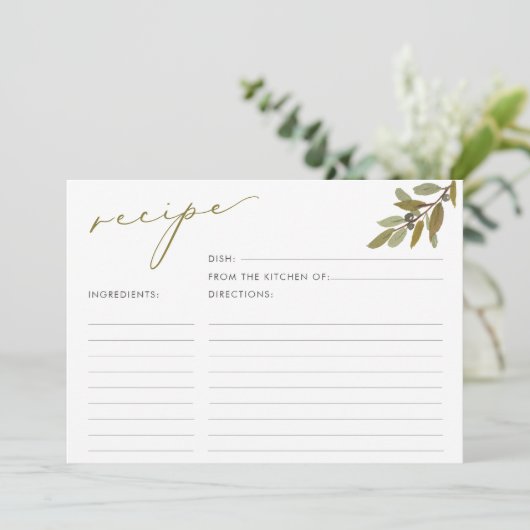 Carte de recette Fête des mariées de script d'oliv (Debout devant)
