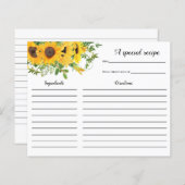 Carte de recette Fête des mariées de tournesol (Devant / Derrière)