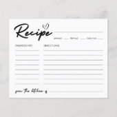 Carte de recette Fête des mariées d'écriture moder (Devant)