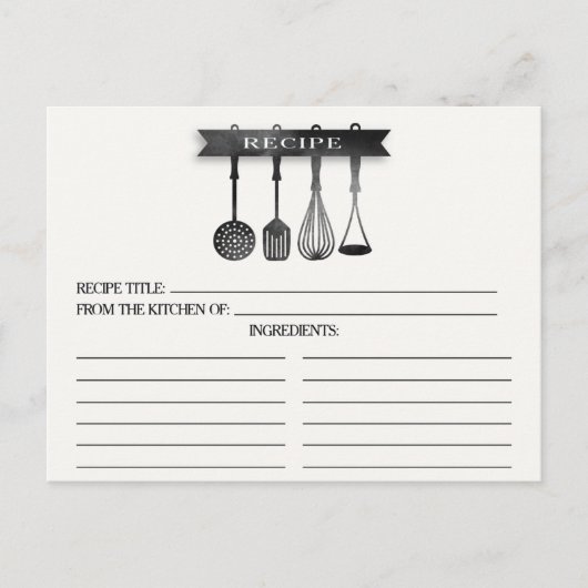 Carte de recette Fête des mariées des ustensiles d (Devant)