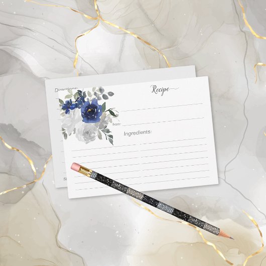 Carte de recette Fête des mariées en argent bleu m