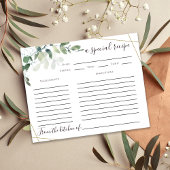 Carte de recette Fête des mariées Eucalyptus