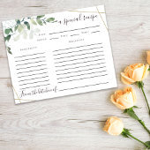 Carte de recette Fête des mariées Eucalyptus