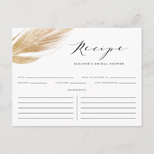 Carte de recette Fête des mariées feuille Parties  (Devant)