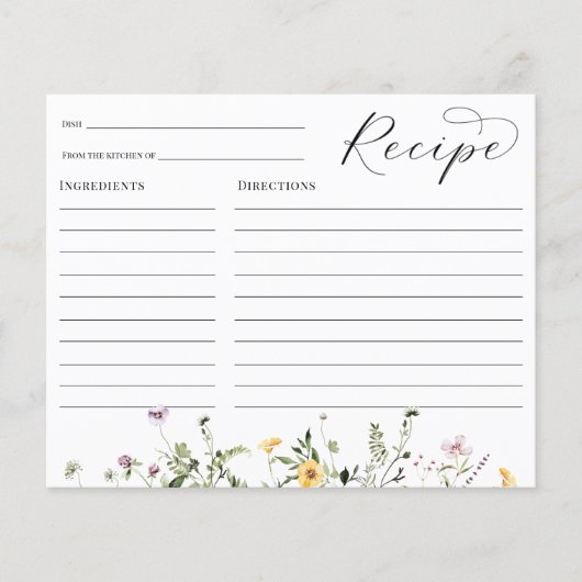 Carte de recette Fête des mariées fleur sauvage (Devant)