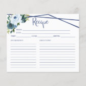 Carte de recette Fête des mariées florale bleu Dus (Devant)