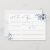 Carte de recette Fête des mariées florale bleu Dus (Devant)