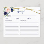 Carte de recette Fête des mariées florale bleu mar (Devant)