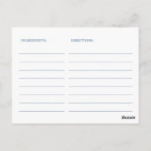 Carte de recette Fête des mariées Florale Bleue Vi (Dos)