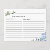 Carte de recette Fête des mariées Florale Blue Hyd (Dos)