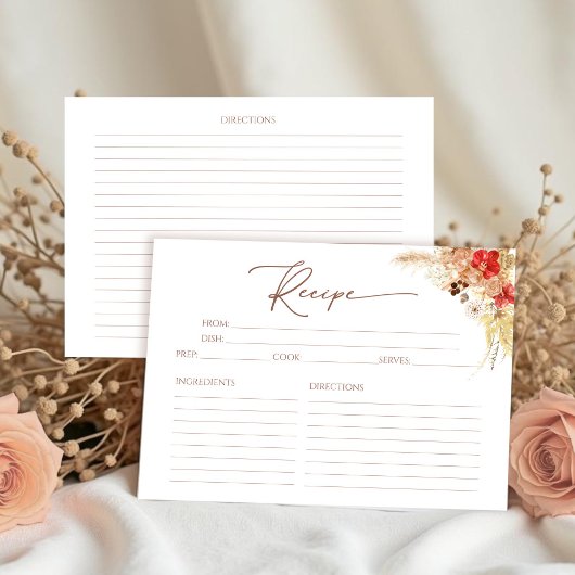 Carte de recette Fête des mariées Florale Boho en