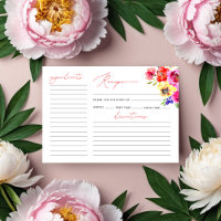 Carte de recette Fête des mariées florale d'aquare