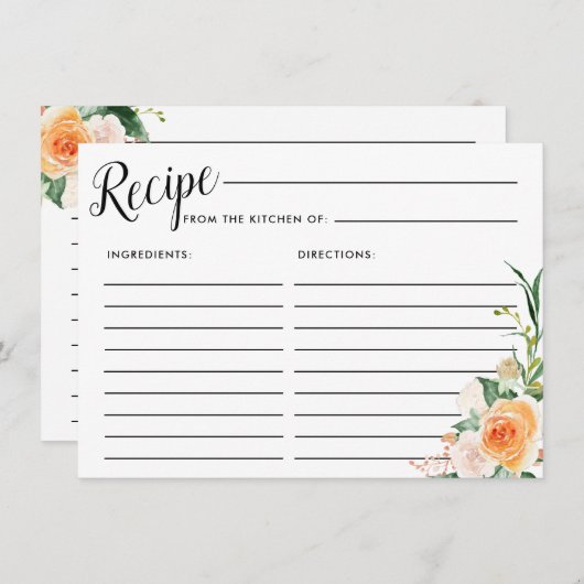 Carte de recette Fête des mariées florale d'automn (Devant / Derrière)
