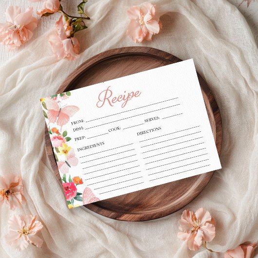 Carte de recette Fête des mariées florale Papillon