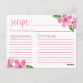 Carte de recette Fête des mariées florale rose Aqu (Dos)