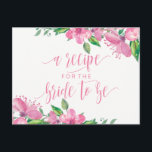 Carte de recette Fête des mariées florale rose Aqu<br><div class="desc">Love Blossoms Pink Watercolor Floral cerry fleurs en rose et vert Mariage carte de recette de douche nuptiale avec Color Editable Arrière - plan. Et la police de script de brosse tendance ! ~ Modifiez facilement la couleur arrière - plan, il vous suffit de cliquer sur "Personnaliser" Faites défiler le...</div>