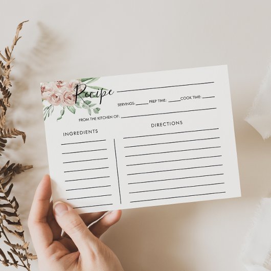 Carte de recette Fête des mariées florale rose ver