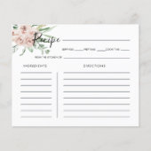 Carte de recette Fête des mariées florale rose ver (Devant)