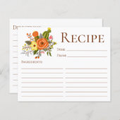 Carte de recette Fête des mariées florale Terracot (Devant / Derrière)