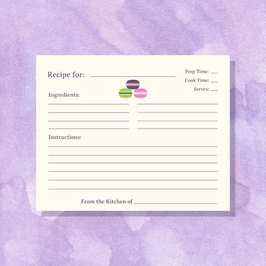 Carte de recette Fête des mariées Macarons françai