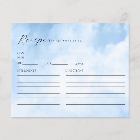 Carte de recette Fête des mariées nuages (Devant)