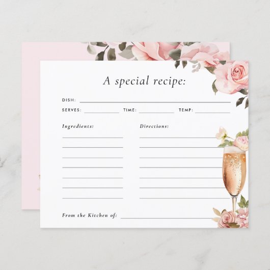 Carte de recette Fête des mariées Petals & Prosecc (Devant / Derrière)