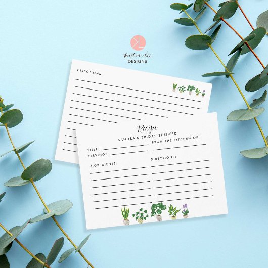 Carte de recette Fête des mariées Plante Maison