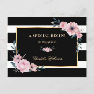 Carte de recette Fête des mariées rose florale noi