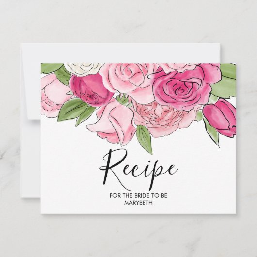 Carte de recette Fête des mariées Roses Roses Rose (Devant)