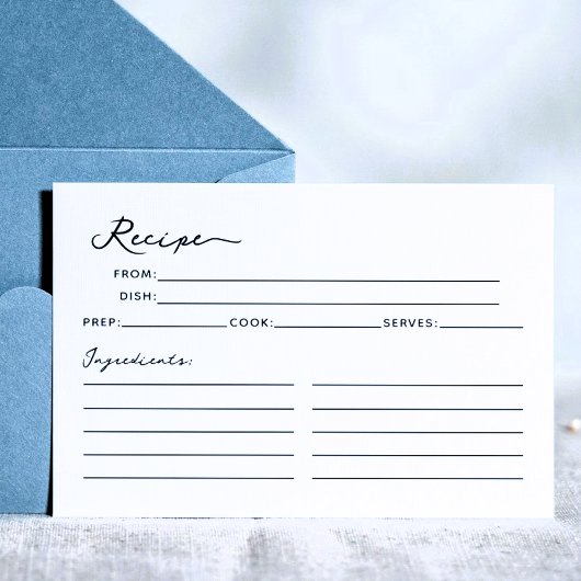 Carte de recette Fête des mariées simple et élégan