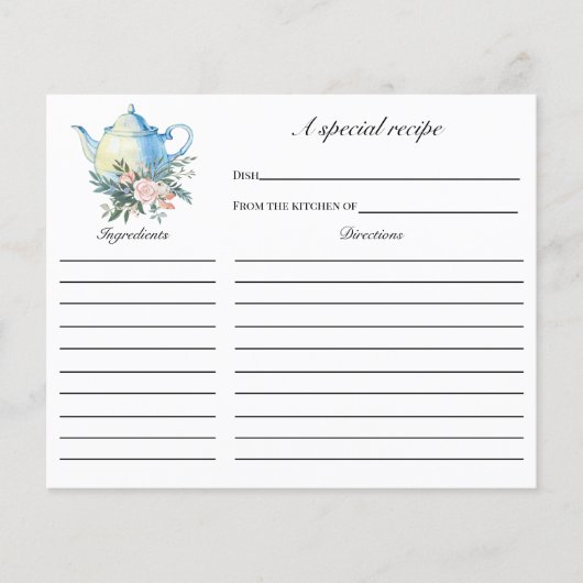 Carte de recette Fête des mariées Tea Party (Devant)