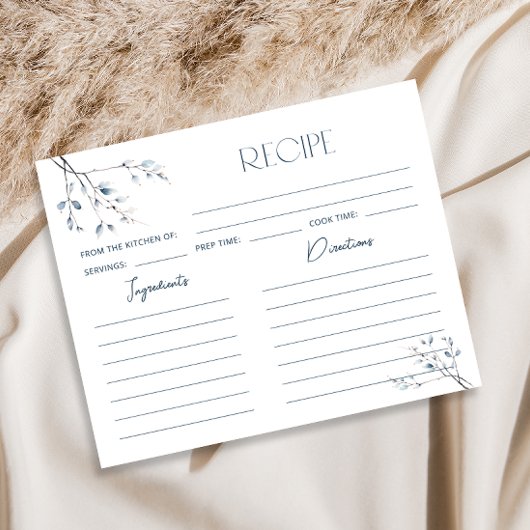 Carte de recette Fête des mariées végétale bleu fl