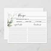 Carte de recette Fête des mariées verte simple (Devant / Derrière)