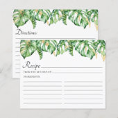 Carte de recette Feuille d'aquarelle tropicale (Devant / Derrière)