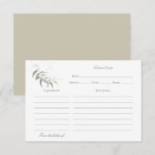 carte de recette feuille de sauge aquarelle (Devant / Derrière)