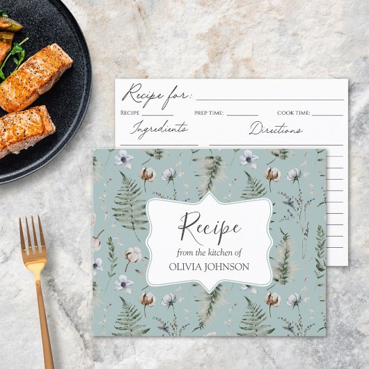 Carte de recette Fleur de forêt florale botanique
