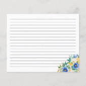 Carte de recette Floral bleu et jaune (Dos)