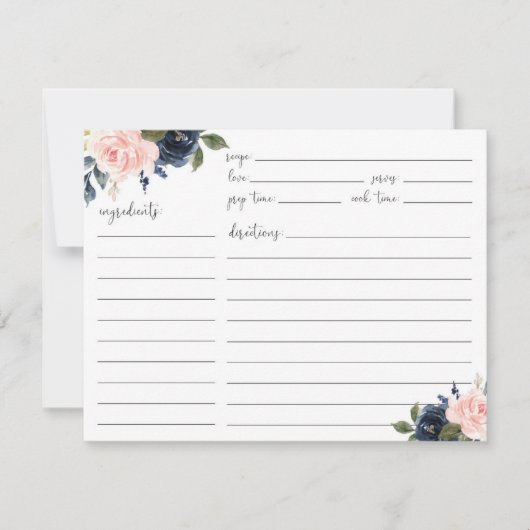 Carte de recette Floral Blush et Navy (Devant)