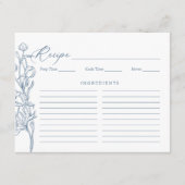 Carte de recette Floral Bridal Bleu Français Chino (Devant)