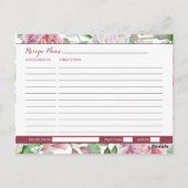 Carte de recette Floral Rose du pays rose de Bourg (Dos)