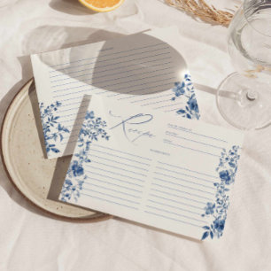 Carte de recette Floral Toile Bleu