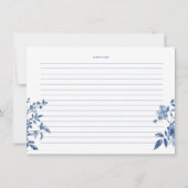 Carte de recette Floral Toile Bleu (Dos)