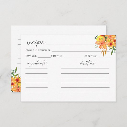 Carte de recette florale (Devant / Derrière)