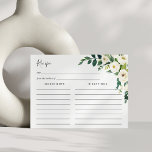 Carte de recette florale Alabaster<br><div class="desc">Carte de recette florale vert et ivoire qui correspond à nos élégantes invitations à la douche nuptiale florale Alabaster.</div>