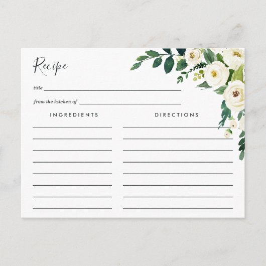 Carte de recette florale Alabaster (Devant)