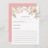 Carte de recette florale australienne rose tendre (Devant / Derrière)
