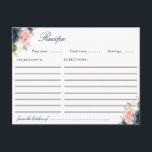 Carte de recette florale bleu bleu marine bleu ros<br><div class="desc">Une belle couleur rose rousse et bleu marine fleurs design. Les caractéristiques de ce design peuvent être personnalisées.</div>