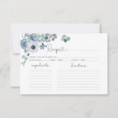 Carte de recette florale bleu poussiéreux (Devant)