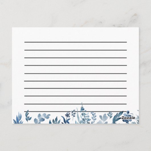 carte de recette florale bleue (Dos)