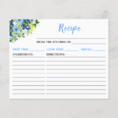 Carte de recette florale bleue bébé et marine (Devant)